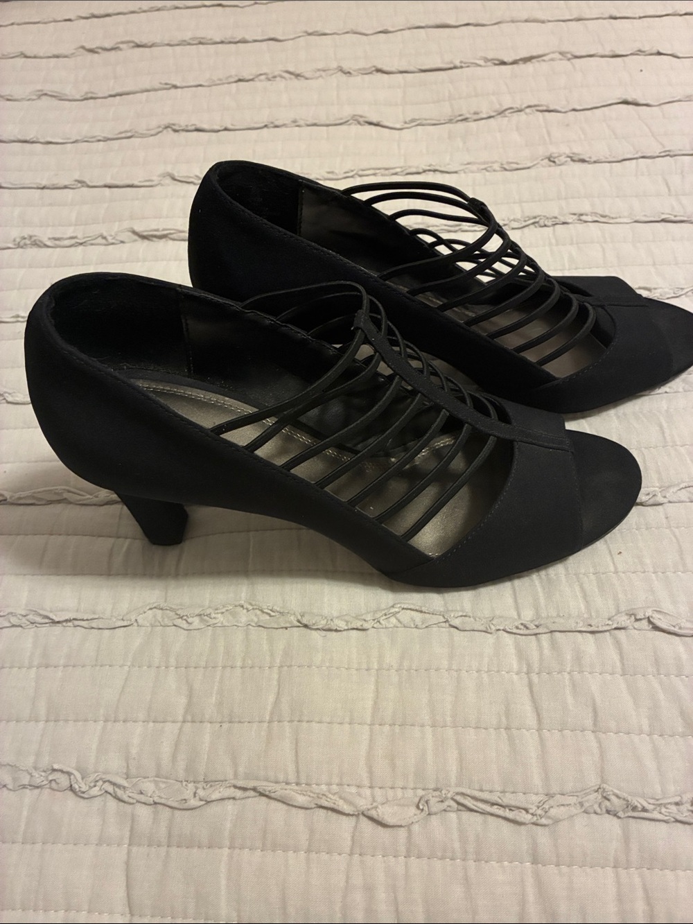 CP Black Strappy Peep-Toe Heels